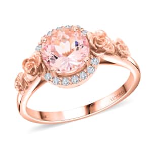 Certified & Appraised Luxoro 14K Rose Gold AAA Pink Morganite and G-H I2 Diamond Ring (Size 10.0) 4.60 Grams 2.000 ctw