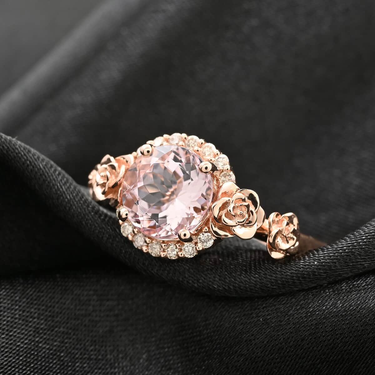 Certified & Appraised Luxoro 14K Rose Gold AAA Pink Morganite and G-H I2 Diamond Ring 4.60 Grams 2.000 ctw image number 1