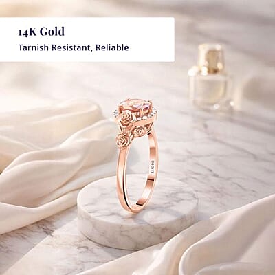 Certified and Appraised Luxoro AAA Palmeiras Pink Morganite, Diamond Ring in 14K Rose Gold 2.00 ctw (Size 11.0)
