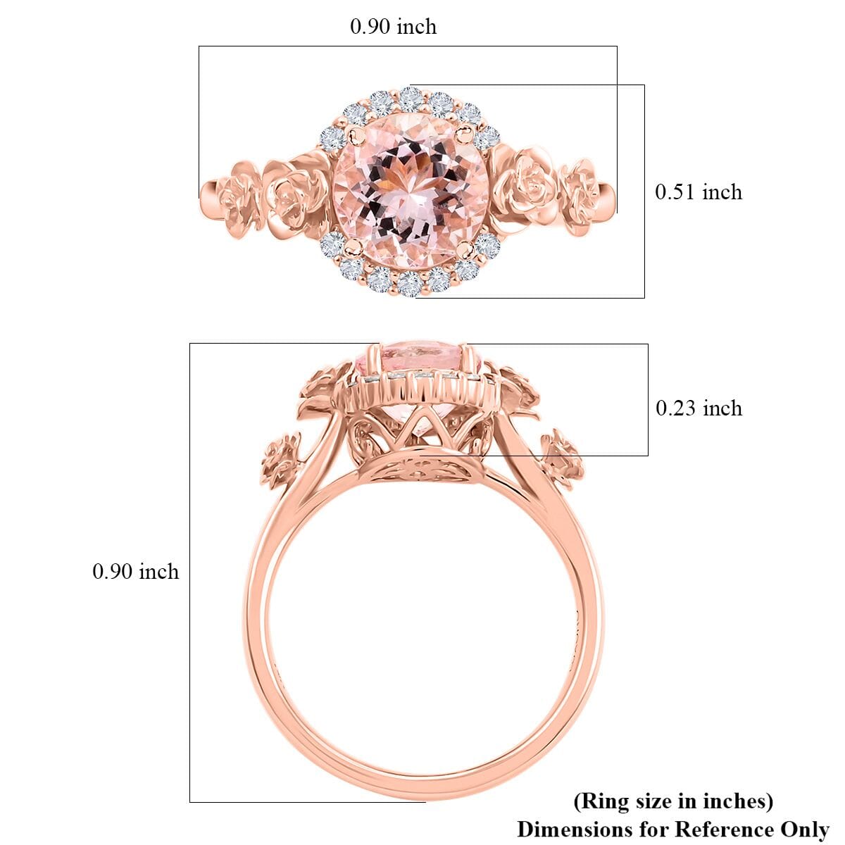 Certified & Appraised Luxoro AAA Palmeiras Pink Morganite and G-H I2 Diamond 2.00 ctw Ring in 14K Rose Gold (Size 6.0) 4.60 Grams image number 5