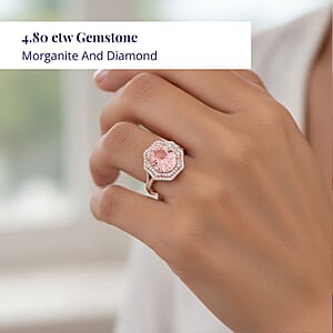 Certified & Appraised Luxoro AAA Palmeiras Pink Morganite and G-H I2 Diamond 2.00 ctw Ring in 14K Rose Gold (Size 7.0) 4.60 Grams