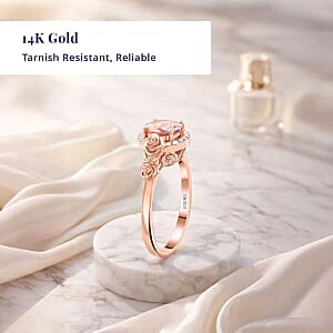 Certified and Appraised Luxoro AAA Palmeiras Pink Morganite, Diamond Ring in 14K Rose Gold 2.00 ctw (Size 8.5)