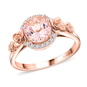 Certified & Appraised Luxoro AAA Palmeiras Pink Morganite and G-H I2 Diamond 2.00 ctw Ring in 14K Rose Gold (Size 9.0) 4.60 Grams