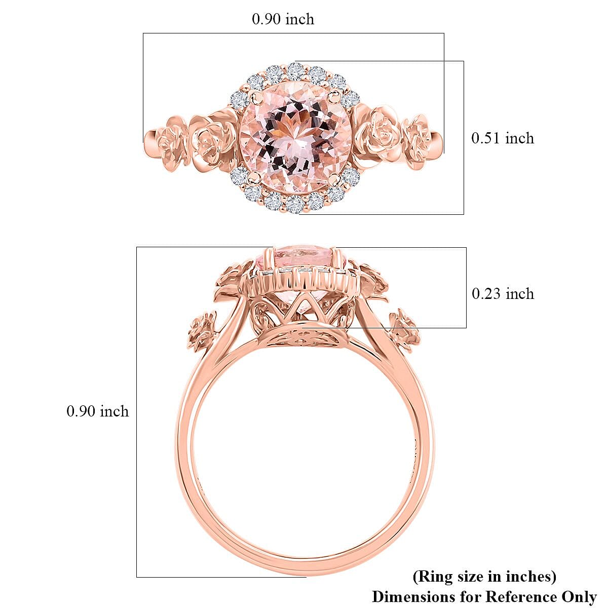 Certified & Appraised Luxoro AAA Palmeiras Pink Morganite and G-H I2 Diamond 2.00 ctw Ring in 14K Rose Gold (Size 9.0) 4.60 Grams image number 5