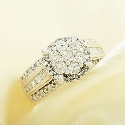 I2-I3 Diamond 1.00 ctw Ring in 10K White Gold (Size 10.0) 5.85 Grams