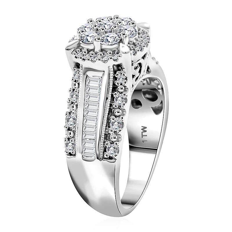 I2-I3 Diamond 1.00 ctw Ring in 10K White Gold (Size 10.0) 5.85 Grams