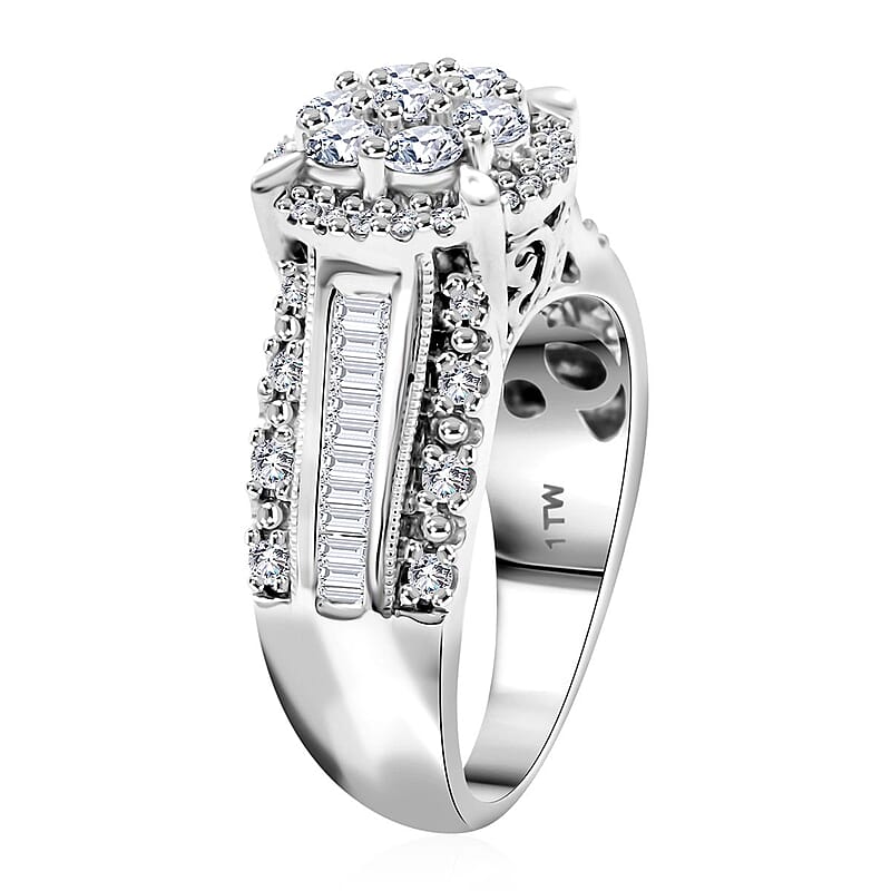I2-I3 Diamond 1.00 ctw Ring in 10K White Gold (Size 7.0) 5.85 Grams