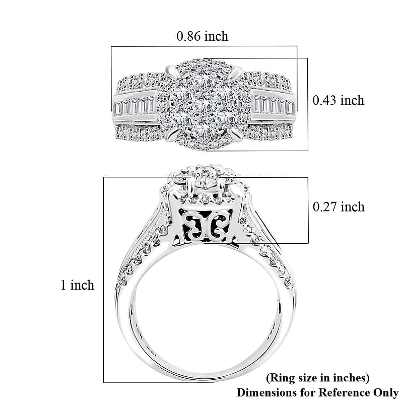 I2-I3 Diamond 1.00 ctw Ring in 10K White Gold (Size 7.0) 5.85 Grams