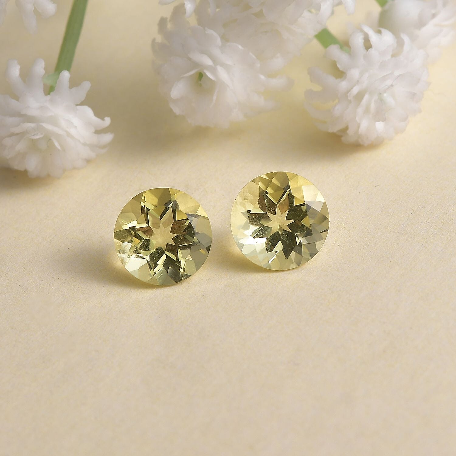 Lemon Quartz Set of 2 (Rnd 9 mm) 4.50 ctw Loose gemstone