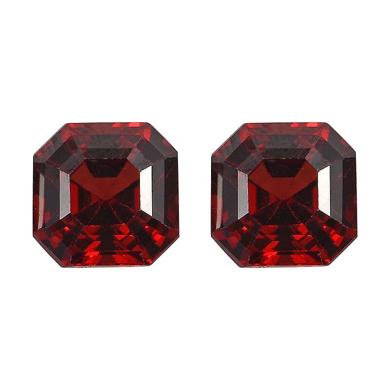 Asscher Cut Mozambique Garnet Set of 2 (Oct 6x6 mm) 2.91 ctw Loose gemstone