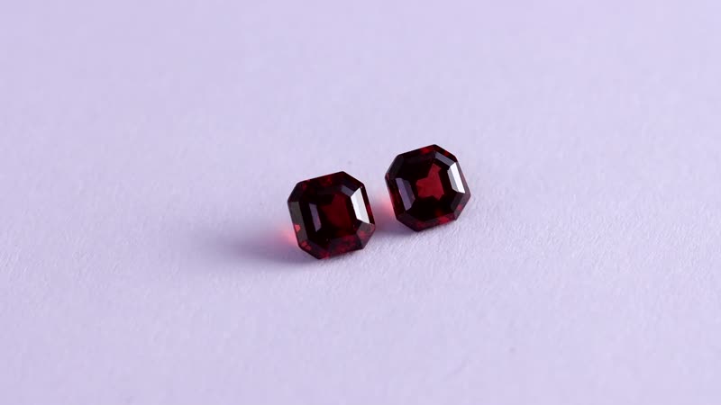 Asscher Cut Mozambique Garnet Set of 2 (Oct 6x6 mm) 2.91 ctw Loose gemstone