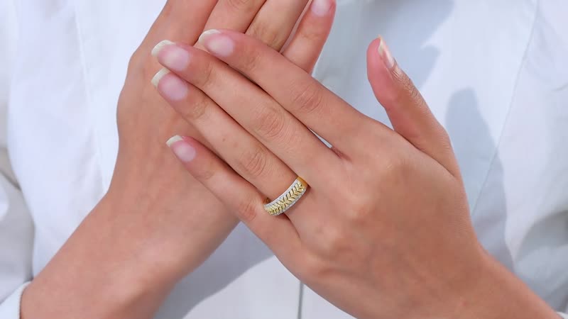 Natural Yellow Diamond (I3), White Diamond Band Ring in 18K Vermeil YG Over Sterling Silver (Size 10.0) 0.33 ctw