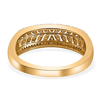 Natural Yellow Diamond I3 and White Diamond Band Ring in 18K Vermeil Yellow Gold Over Sterling Silver (Size 10.0) 0.33 ctw