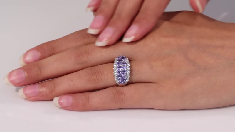 TLV Tanzanite, White Zircon Ring in Platinum Over Sterling Silver (Size 10.0) 2.40 ctw