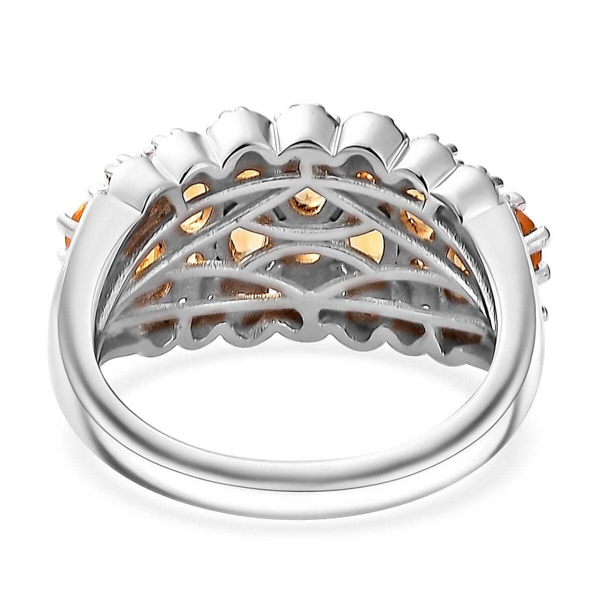 Salamanca Fire Opal and White Zircon 1.75 ctw Serenity Nature Ring in Platinum Over Sterling Silver (Size 5.0) image number 4