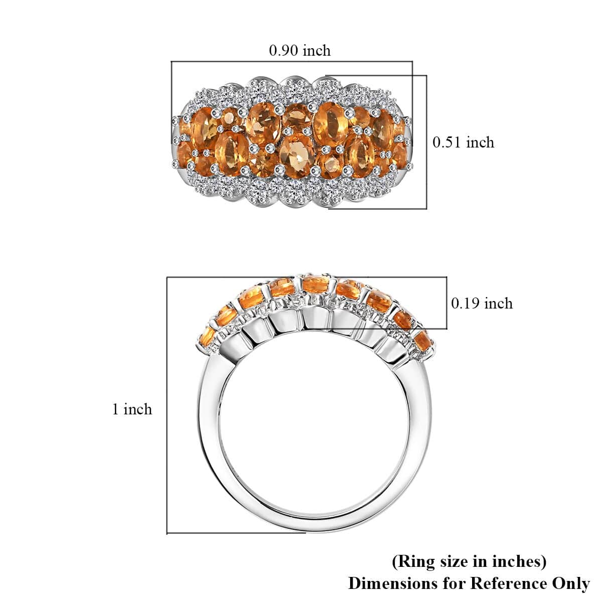 Salamanca Fire Opal and White Zircon 1.75 ctw Serenity Nature Ring in Platinum Over Sterling Silver (Size 6.0) image number 5