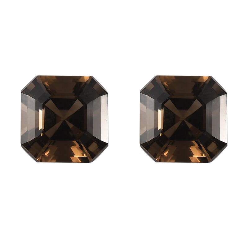 AA Brazilian Smoky Quartz Set of 2 (Oct 11x11 mm) 10.28 ctw Loose Gemstone