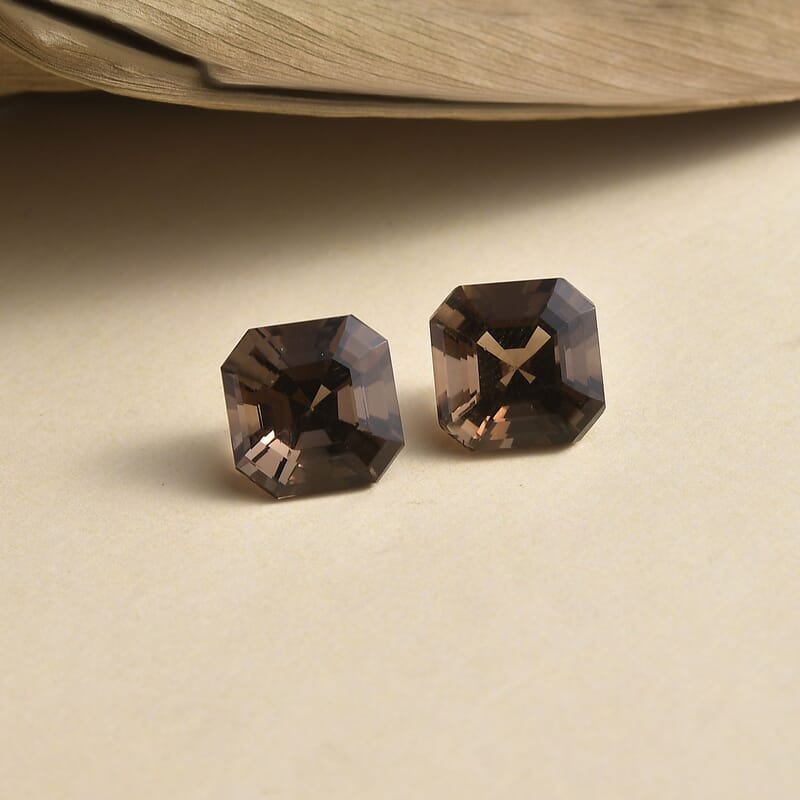 AA Brazilian Smoky Quartz Set of 2 (Oct 11x11 mm) 10.28 ctw Loose Gemstone