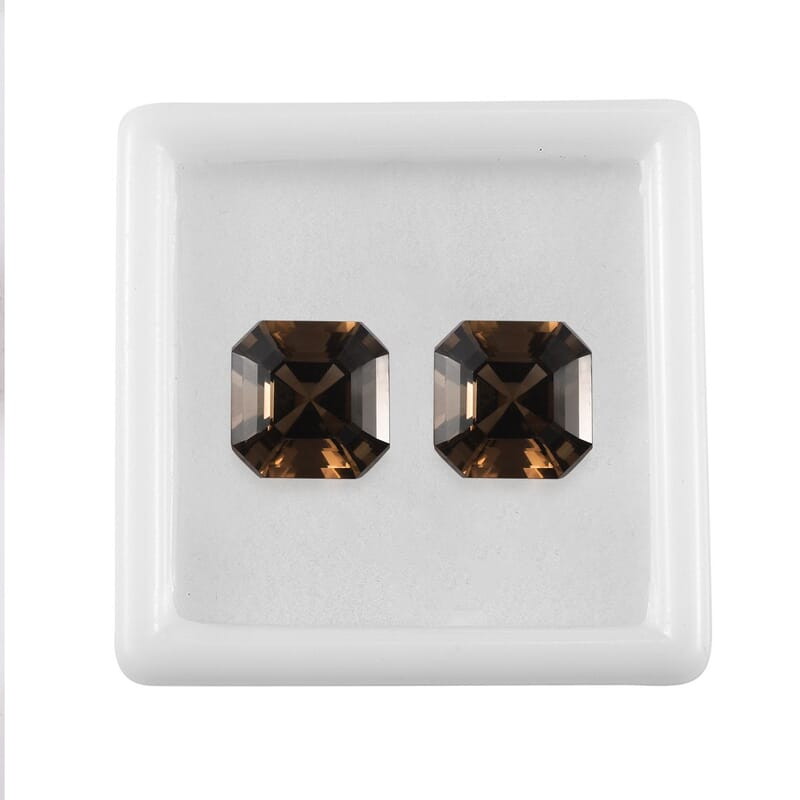 AA Brazilian Smoky Quartz Set of 2 (Oct 11x11 mm) 10.28 ctw Loose Gemstone