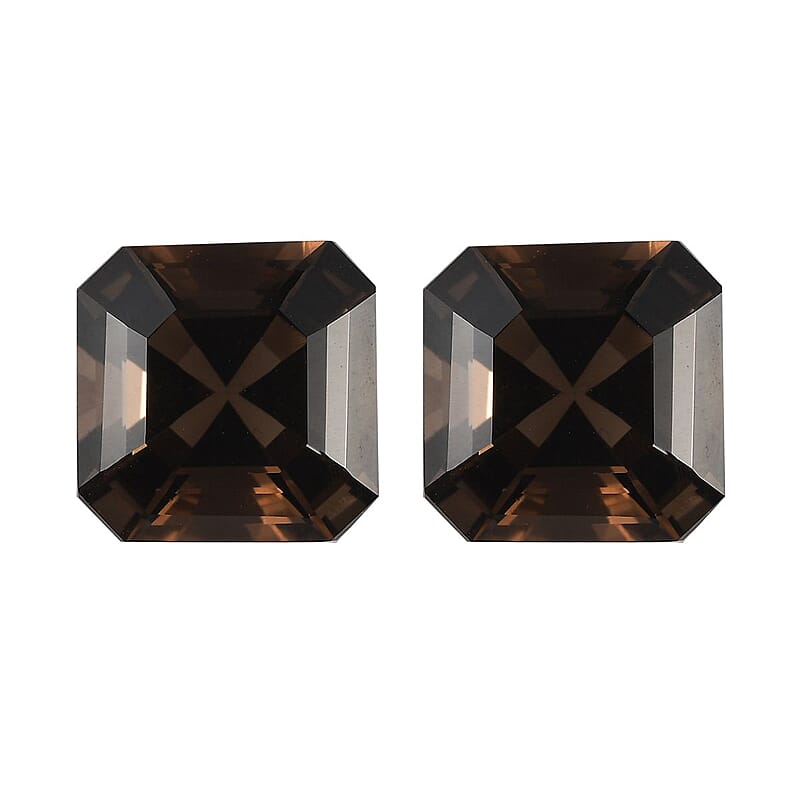 AA Brazilian Smoky Quartz Set of 2 (Oct 11x11 mm) 10.84 ctw Loose Gemstone