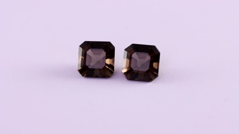 AA Brazilian Smoky Quartz Set of 2 (Oct 11x11 mm) 10.84 ctw Loose Gemstone