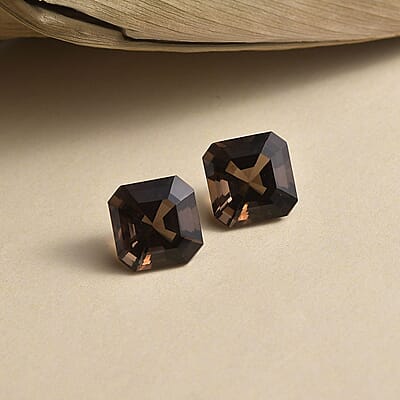 AA Brazilian Smoky Quartz Set of 2 (Oct 11x11 mm) 10.84 ctw Loose Gemstone