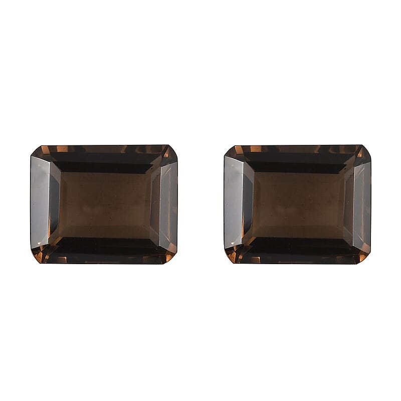 Brazilian Smoky Quartz Set of 2 (Oct 11x9 mm) 7.74 ctw Loose Gemstone