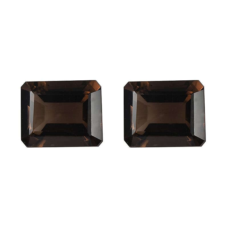 AA Brazilian Smoky Quartz Set of 2 (Oct 11x9 mm) 7.50 ctw Loose Gemstone