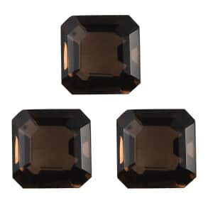 Asscher Cut AA Brazilian Smoky Quartz Set of 3 (Oct 9x9 m) 10.43 ctw