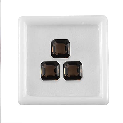 Asscher Cut AA Brazilian Smoky Quartz Set of 3 (Oct 9x9 m) 10.43 ctw Loose Gemstone