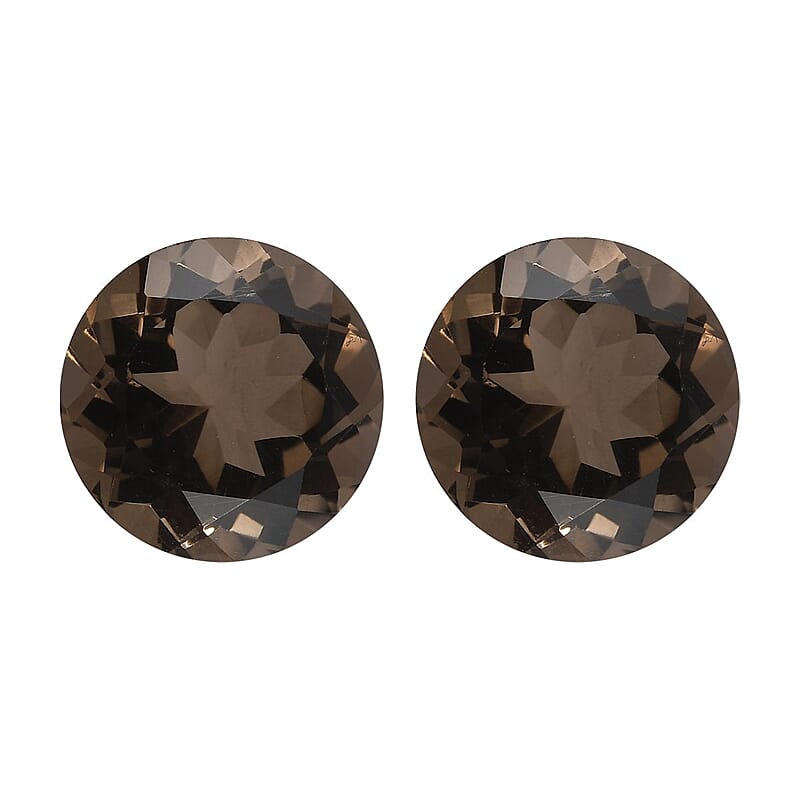 Brazilian Smoky Quartz Set of 2 (Rnd 10 mm) 6.35 ctw Loose Gemstone