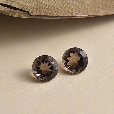 Brazilian Smoky Quartz Set of 2 (Rnd 10 mm) 6.35 ctw Loose Gemstone