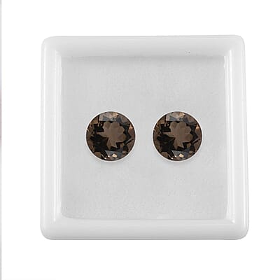 Brazilian Smoky Quartz Set of 2 (Rnd 10 mm) 6.35 ctw Loose Gemstone