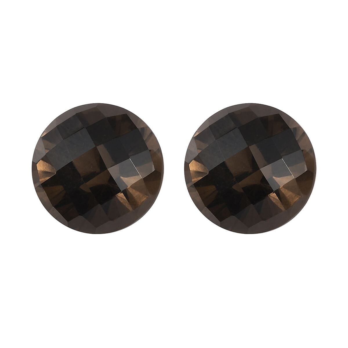 Brazilian Smoky Quartz Set of 2 (Rnd 12 mm) 12.90 ctw Loose Gemstone