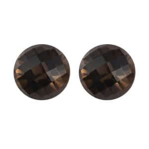 Brazilian Smoky Quartz Set of 2 (Rnd 12 mm) 12.90 ctw