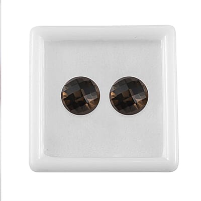 Brazilian Smoky Quartz Set of 2 (Rnd 12 mm) 12.90 ctw Loose Gemstone