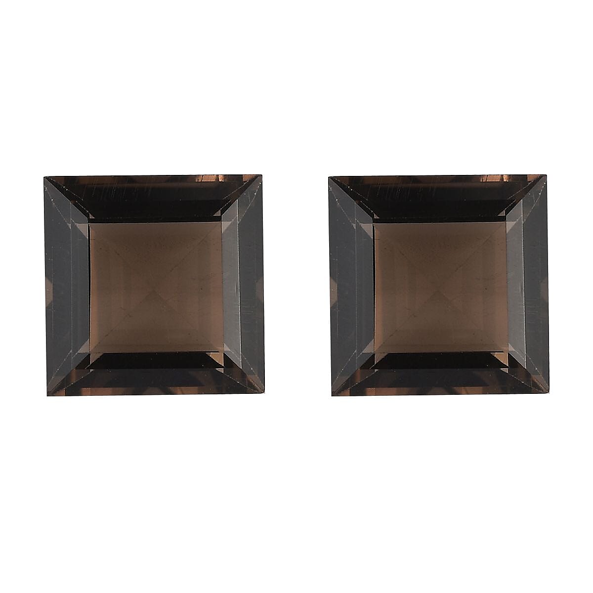 Brazilian Smoky Quartz Set of 2 (Sqr 10 mm) 6.58 ctw Loose Gemstone