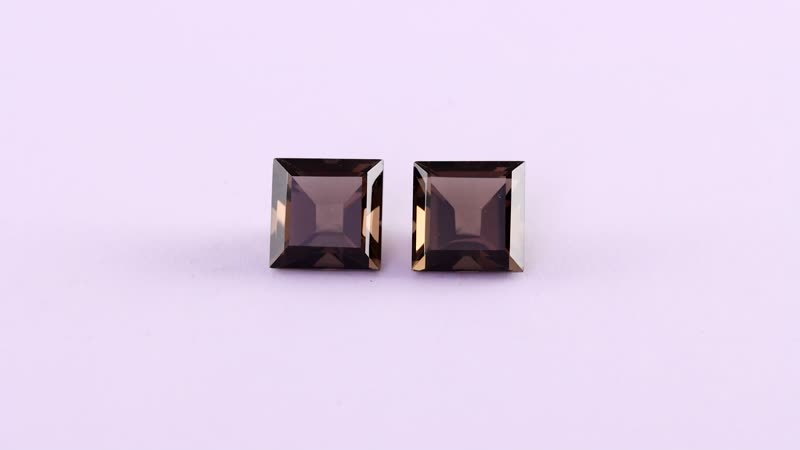 AA Brazilian Smoky Quartz Set of 2 (Sqr 10 mm) 7.64 ctw Loose Gemstone