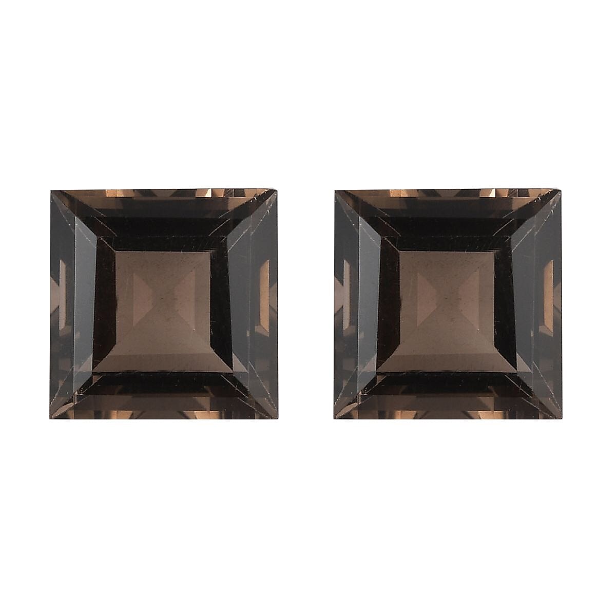 Brazilian Smoky Quartz Set of 2 (Sqr 8 mm) 4.77 ctw Loose Gemstone