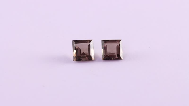 Brazilian Smoky Quartz Set of 2 (Sqr 8 mm) 4.77 ctw Loose Gemstone