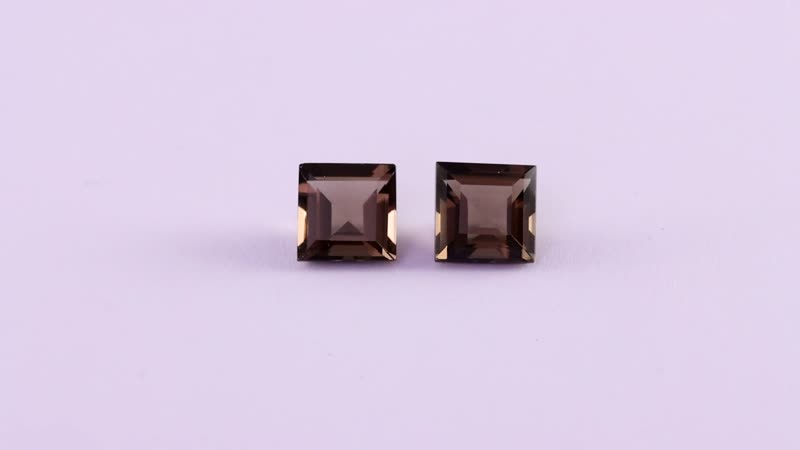 Brazilian Smoky Quartz Set of 2 (Sqr 9 mm) 6.15 ctw Loose Gemstone