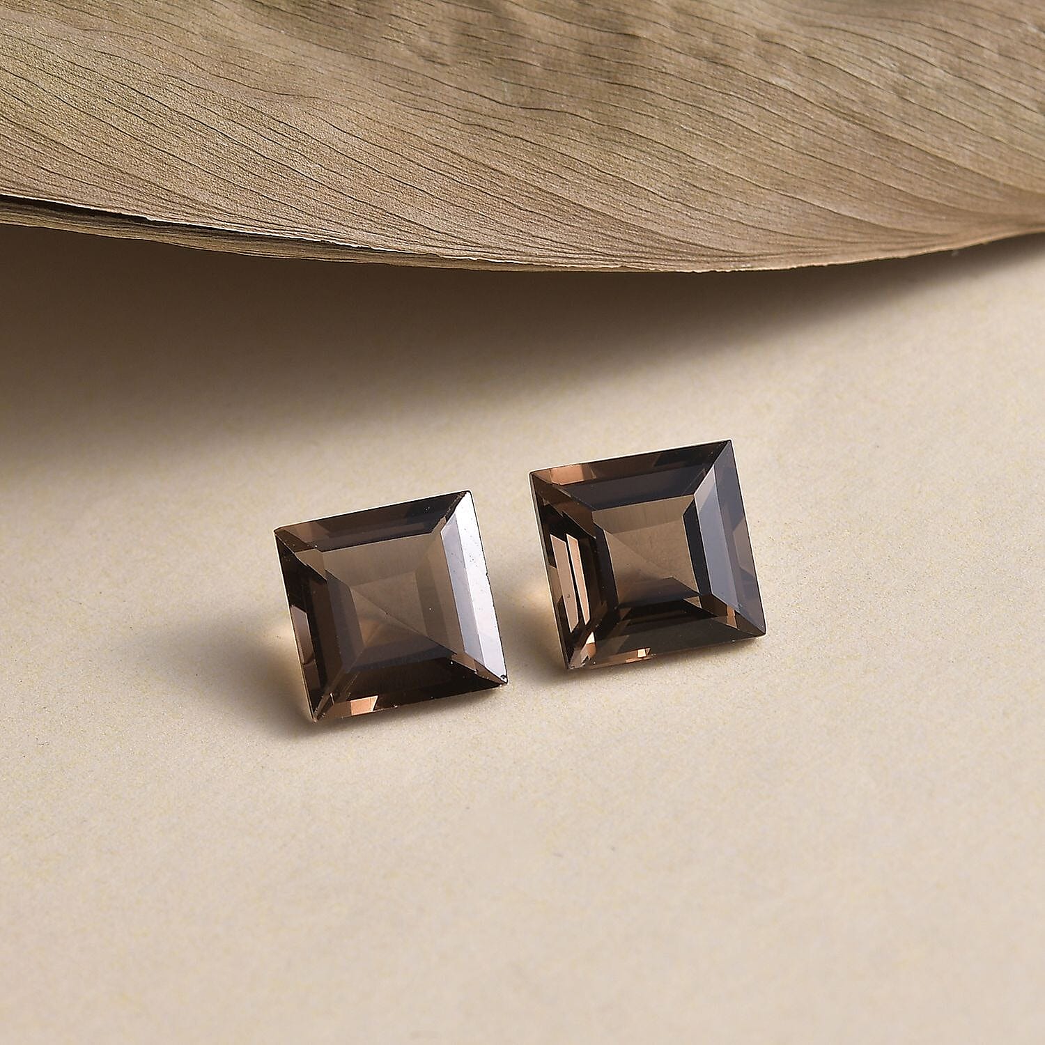 Brazilian Smoky Quartz Set of 2 (Sqr 9 mm) 6.15 ctw Loose Gemstone