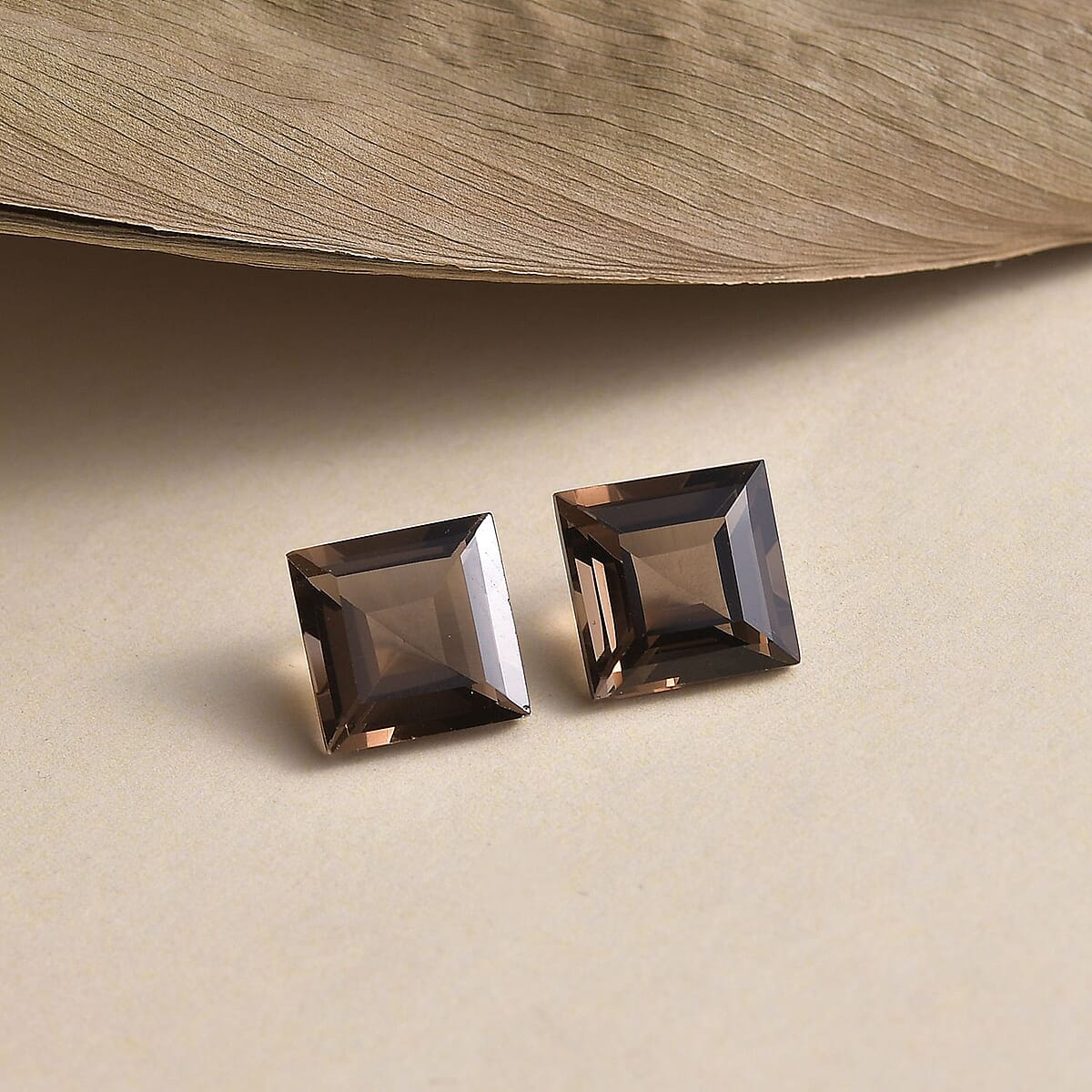 Brazilian Smoky Quartz Set of 2 (Sqr 9 mm) 6.15 ctw Loose Gemstone image number 1