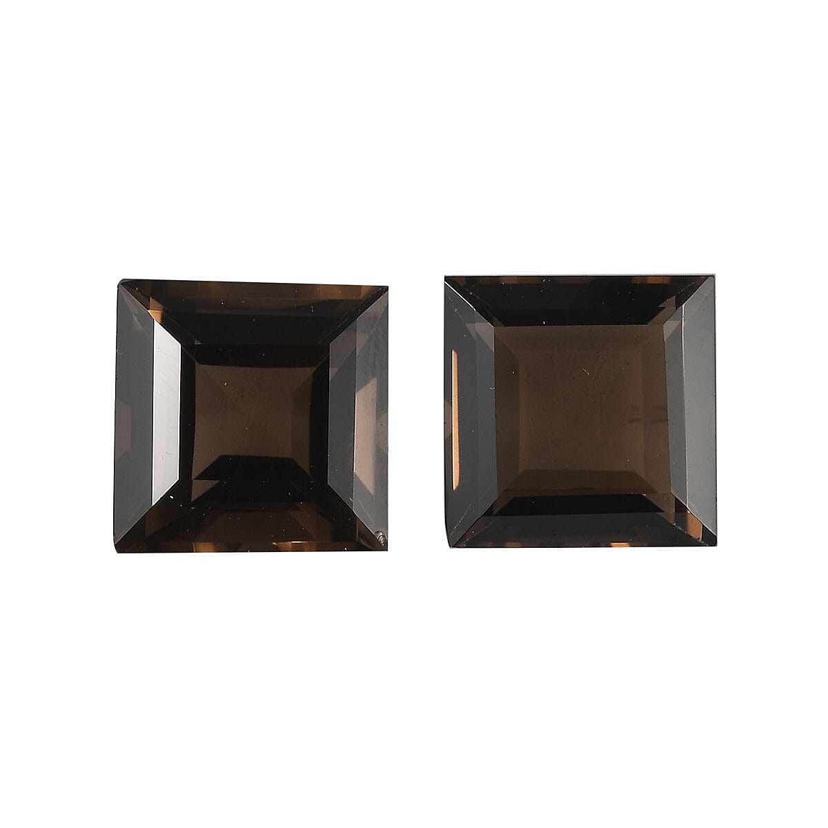 AA Brazilian Smoky Quartz Set of 2 (Sqr 9 mm) 6.46 ctw Loose Gemstone