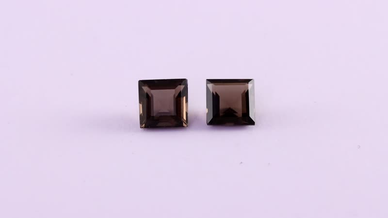 AA Brazilian Smoky Quartz Set of 2 (Sqr 9 mm) 6.46 ctw Loose Gemstone