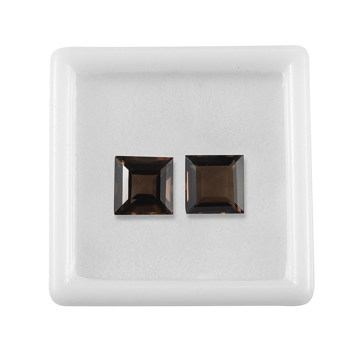 AA Brazilian Smoky Quartz Set of 2 (Sqr 9 mm) 6.46 ctw Loose Gemstone