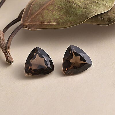 Brazilian Smoky Quartz Set of 2 (Trl 12 mm) 8.54 ctw Loose Gemstone