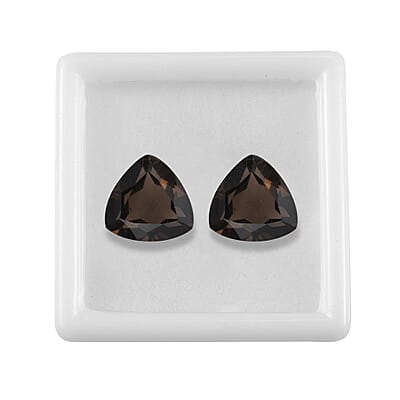 Brazilian Smoky Quartz Set of 2 (Trl 12 mm) 8.54 ctw Loose Gemstone