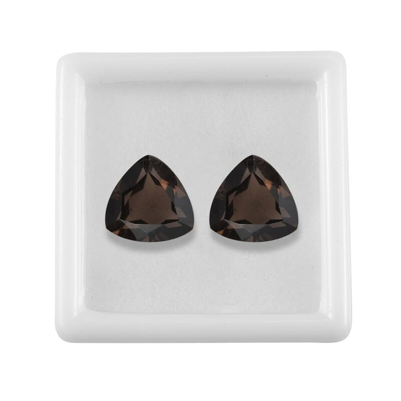 Brazilian Smoky Quartz Set of 2 (Trl 12 mm) 8.54 ctw Loose Gemstone