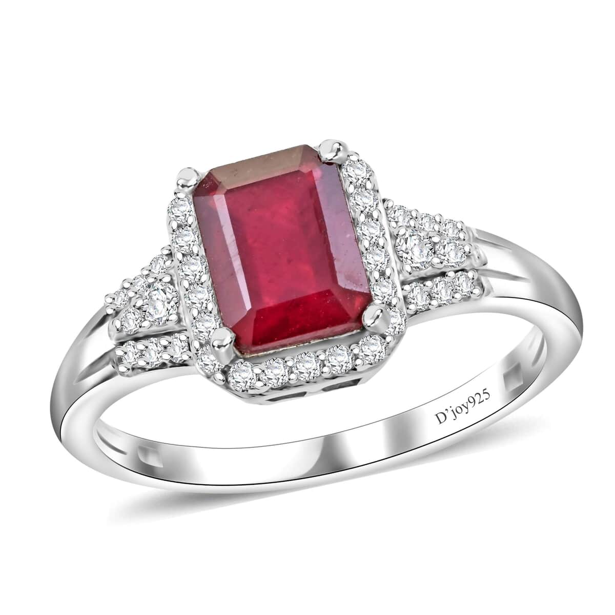 Niassa Ruby (FF) and White Zircon 2.75 ctw Ring in Rhodium Over Sterling Silver image number 0